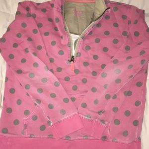 BODEN polka dot pullover with 3/4 zip and collar